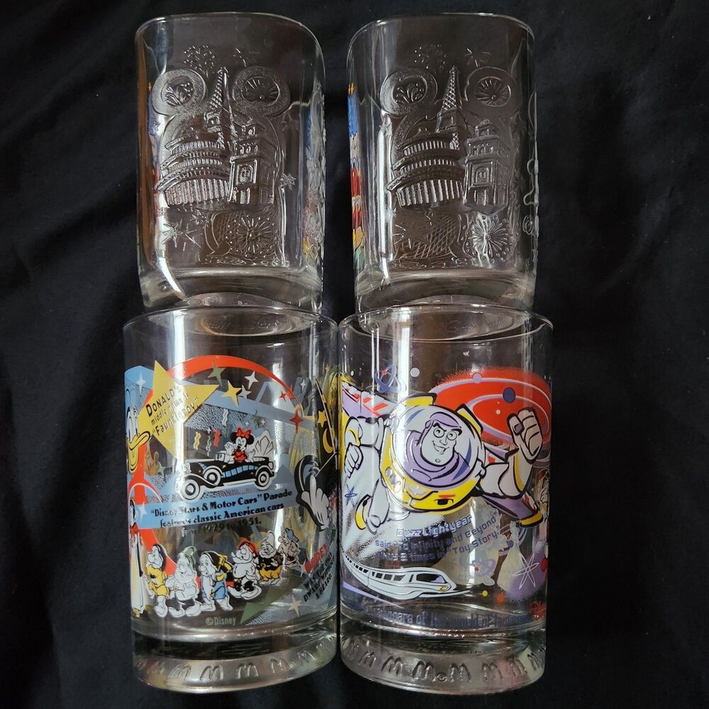 VTG 2 McDonalds Mickey Mouse Walt Disney World Celebration 2 100yrs Disney Glass